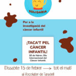 El dissabte al matí tindrà lloc la xocolatada solidària per recaptar fons per combatre el càncer infantil