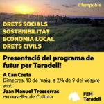 Fem Taradell-ERC presenta aquest dimecres el programa electoral amb la presència de l’exconseller Joan Manuel Tresserras